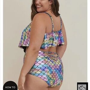 TORRID MERMAID flounce two-piece SWIMSUIT in iridescent - 1X
